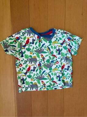 Baby Boden Tropical Animal Print Tee - White, Green, Red, Blue
